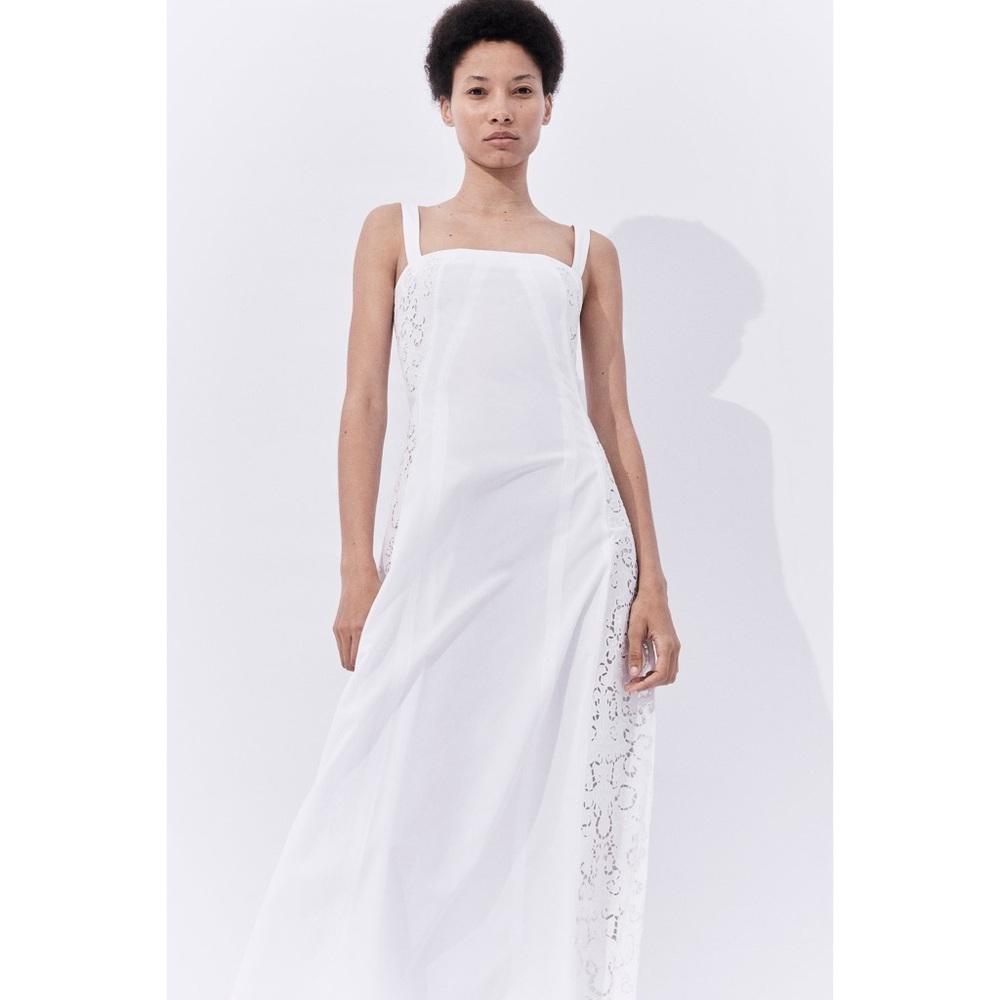 Gabriela Hearst Silk Blend Lenya Lace Midi Dress in White Sea Island Cotton